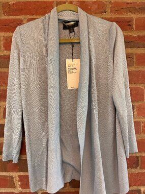 St Johns Couture Open Metallic Light Blue Sweater